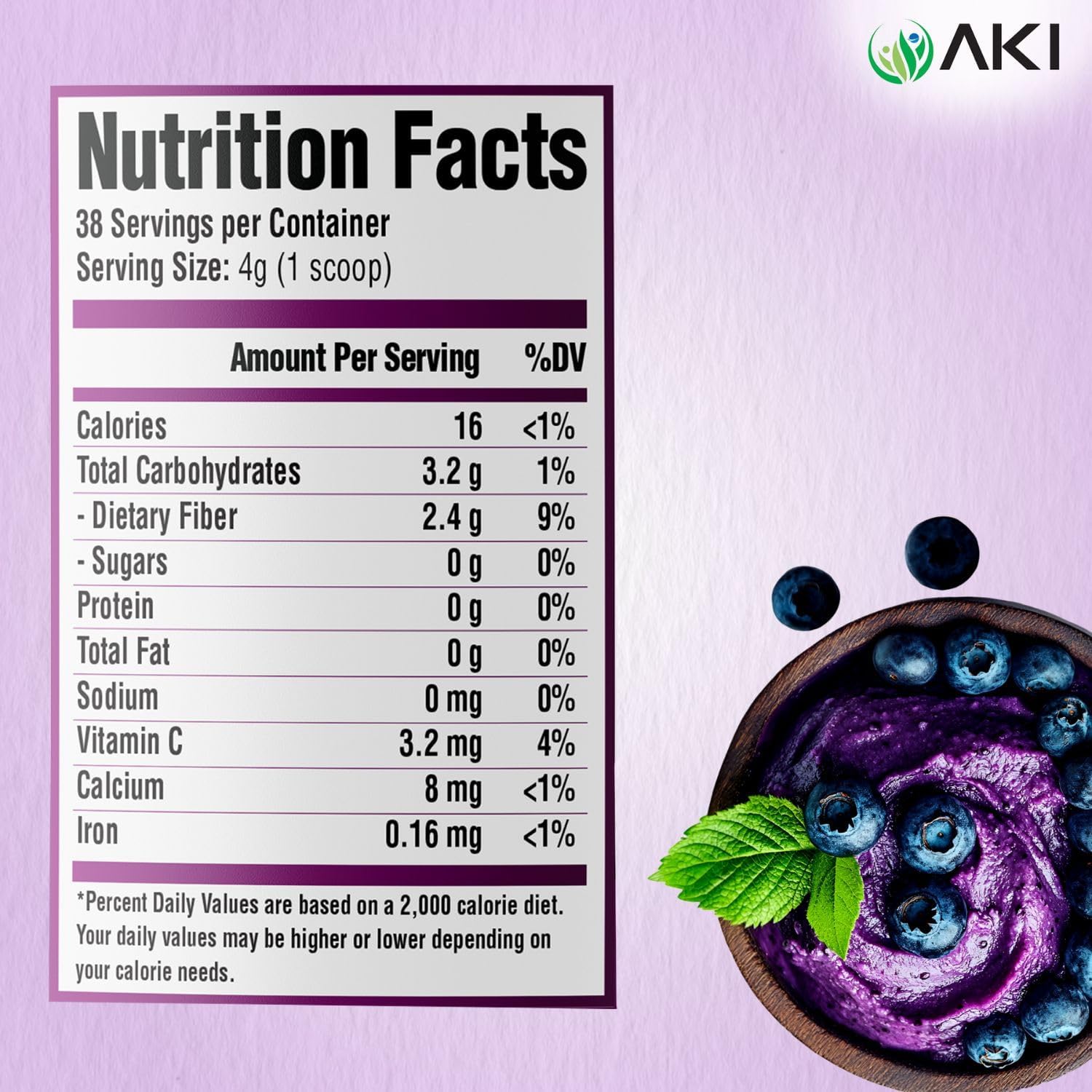 Creamy yogurt bowl with AKI Maqui Berry powder for fiber boost