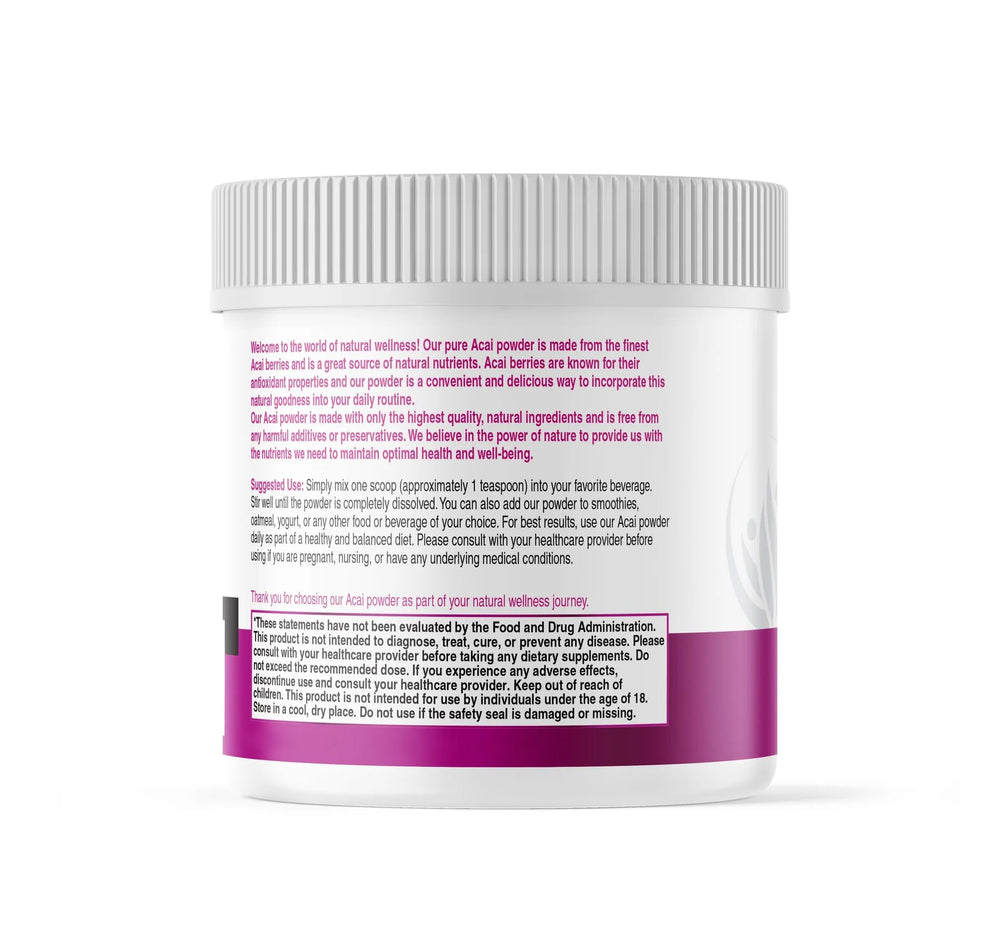 AKI Organic Acai Powder serving bowl displays fiber-rich, versatile ingredient for bowls.