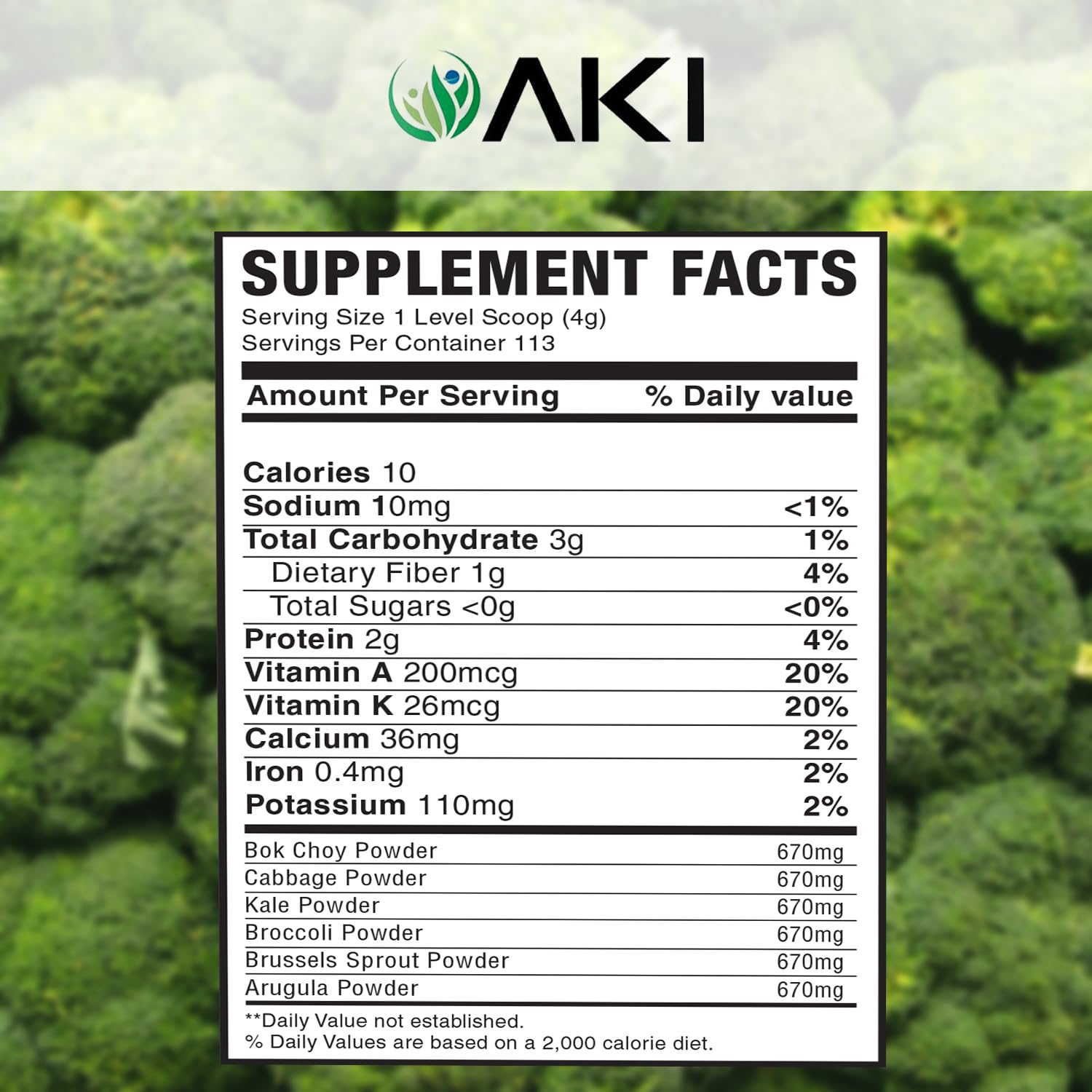 AKI ORGANIC healthy green smoothie served in glass