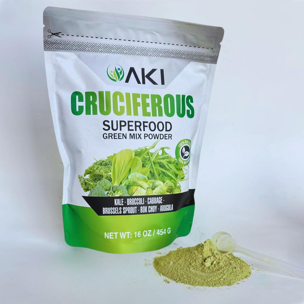 AKI ORGANIC package back label with nutritional info