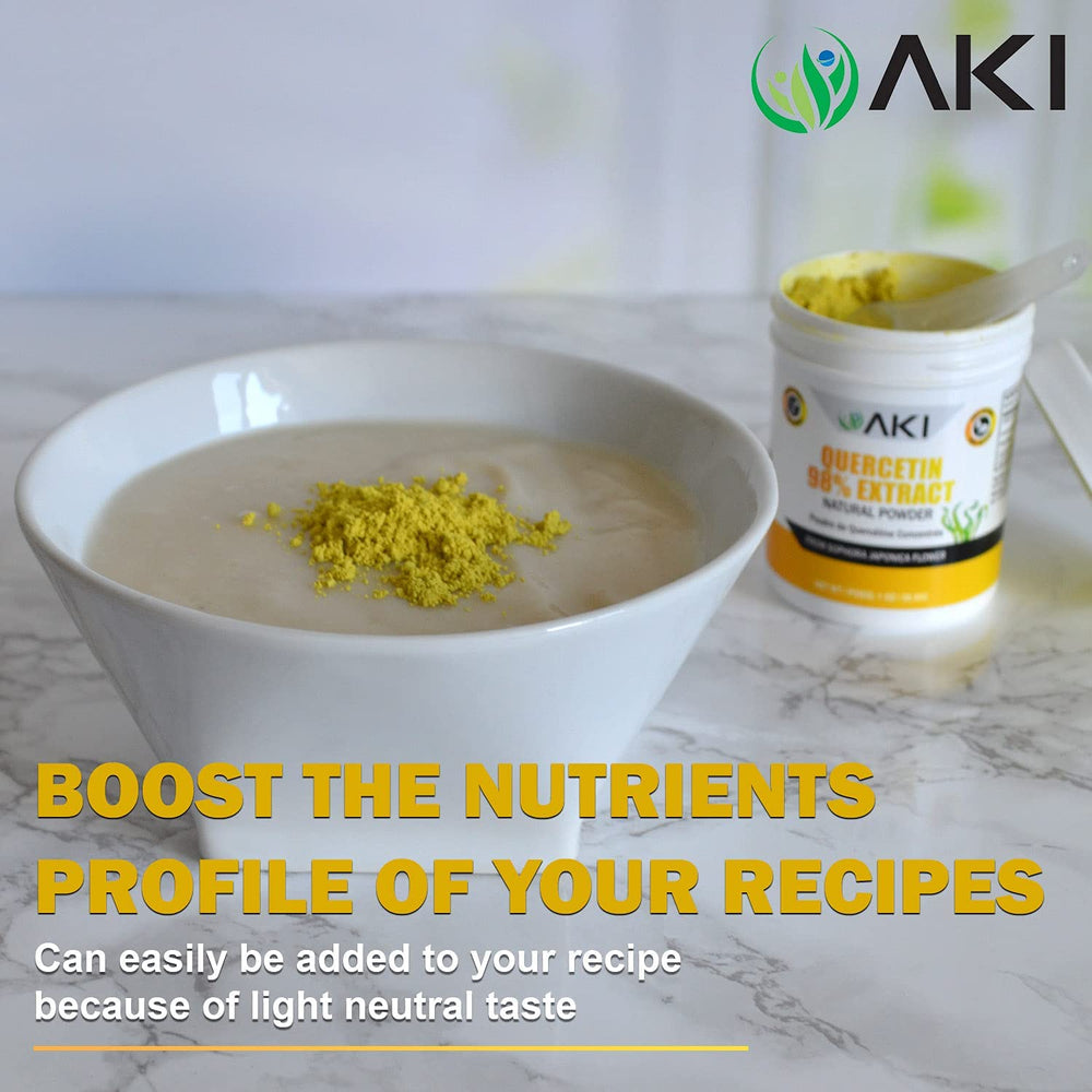 AKI ORGANIC Quercetin Powder in hot cocoa for a flavor-free supplement.