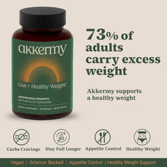 Akkermy Akkermansia probiotic bottle back label detailing GLP-1 support