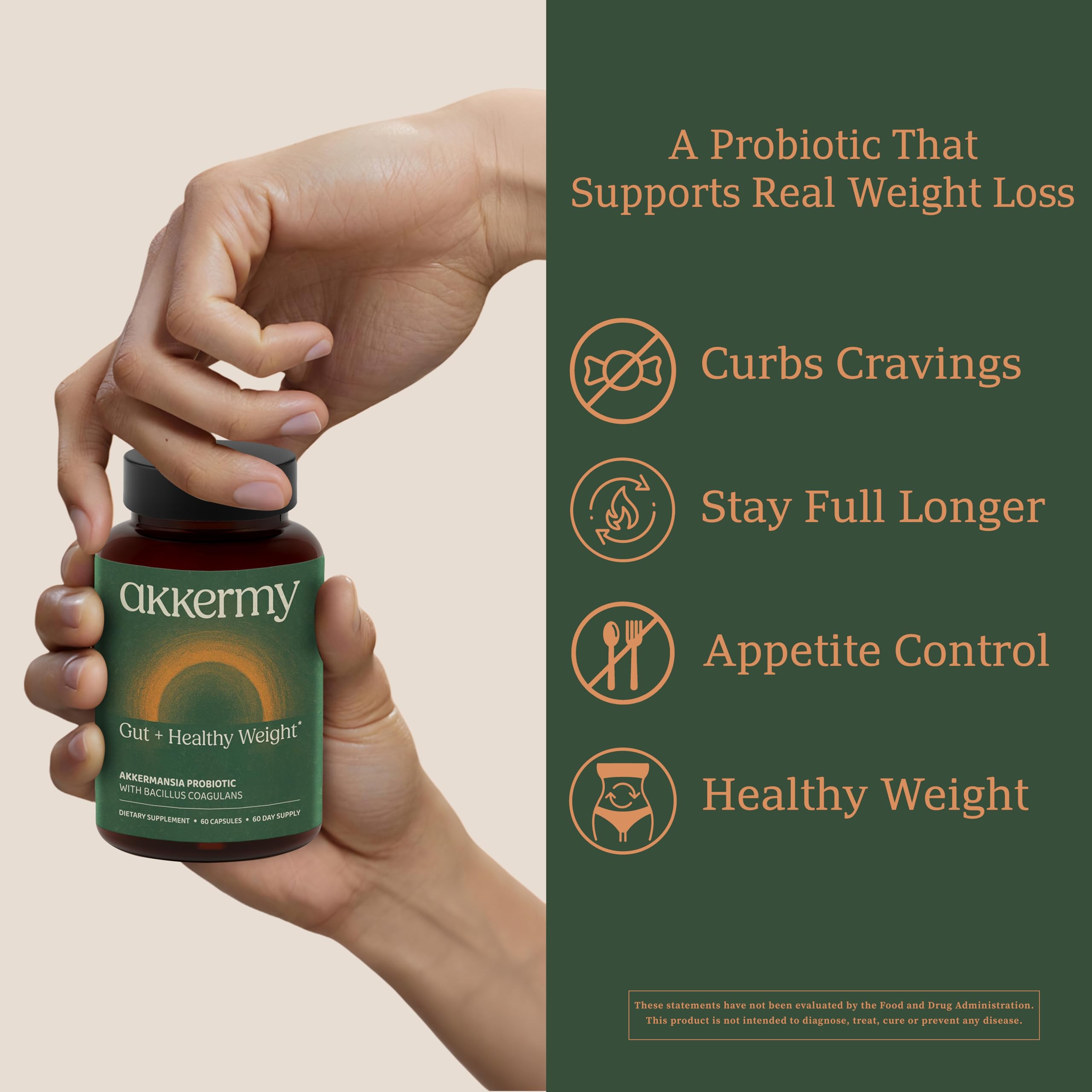 Akkermy Gluten-free and sugar-free formulation highlighted on label