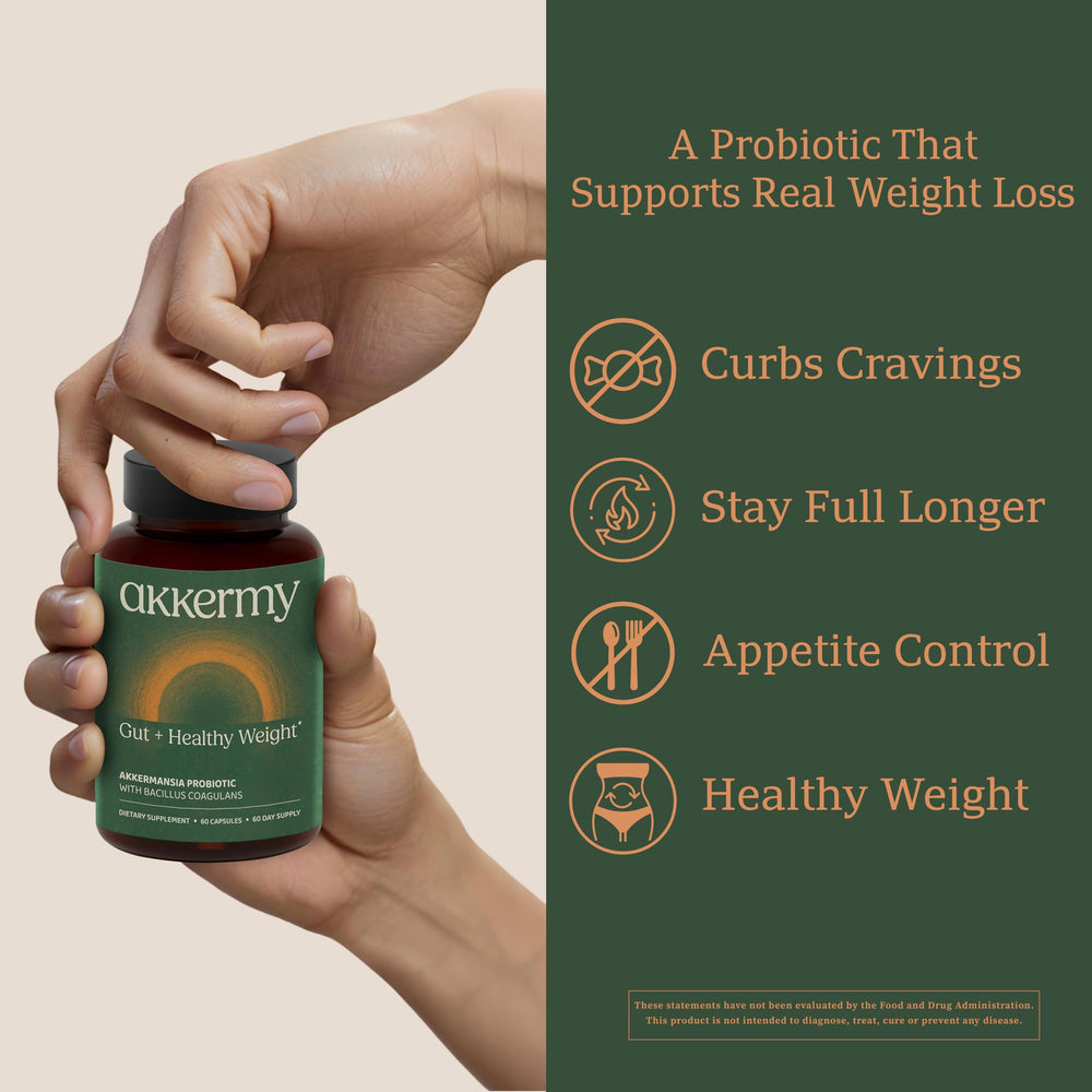 Akkermy Gluten-free and sugar-free formulation highlighted on label