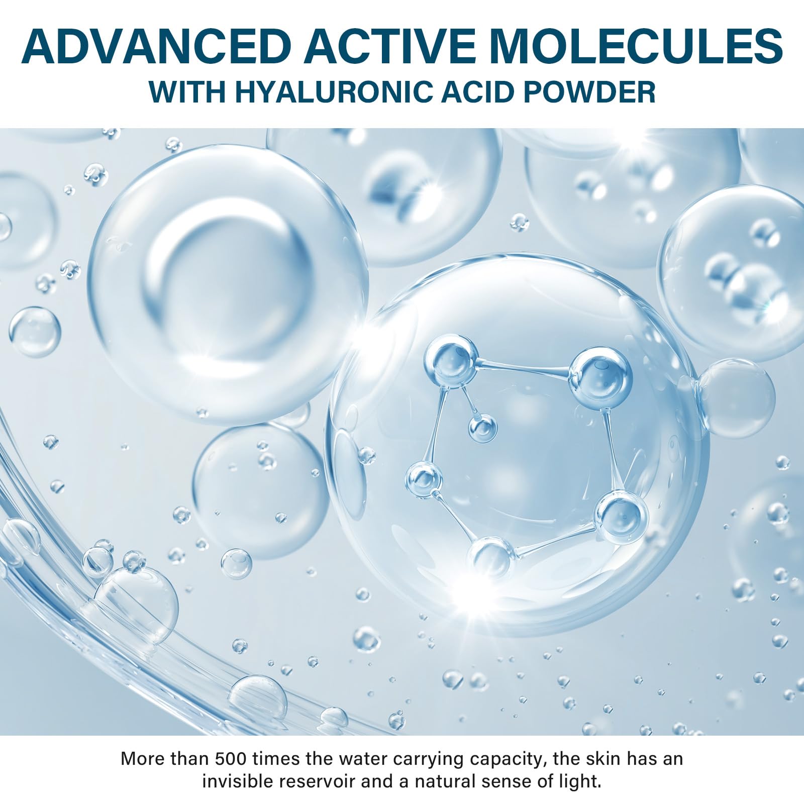 AKQBPN Hyaluronic Acid Powder applied as part of a skincare routine.