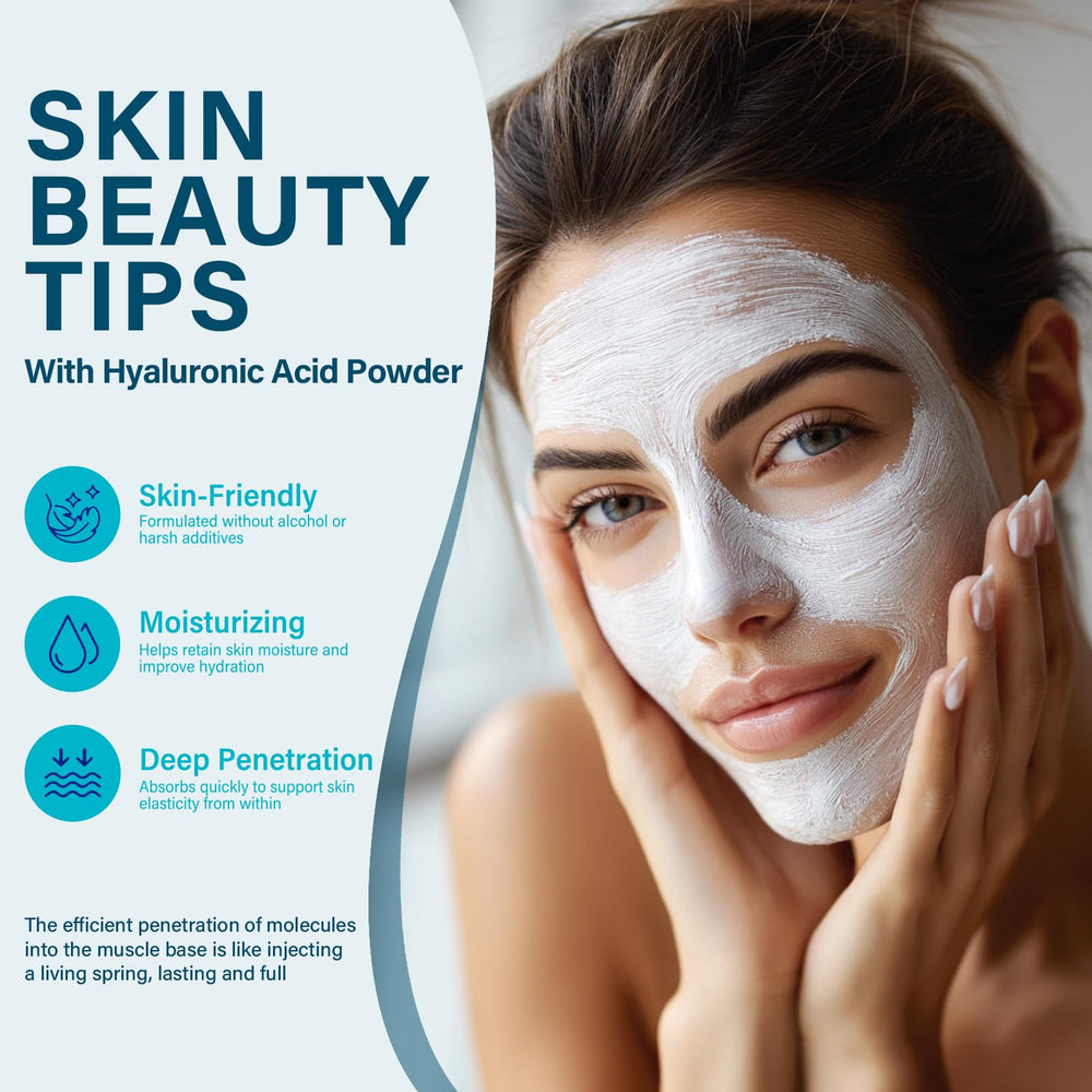 AKQBPN Hyaluronic Acid Powder dissolving in water for a lightweight serum.