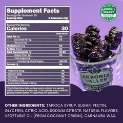 Close look at Akronia Valley Aronia Berry Gummies chewy texture and flavor cues