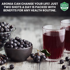 Akronia Valley aronia juice label detail emphasizing USA-grown origin.