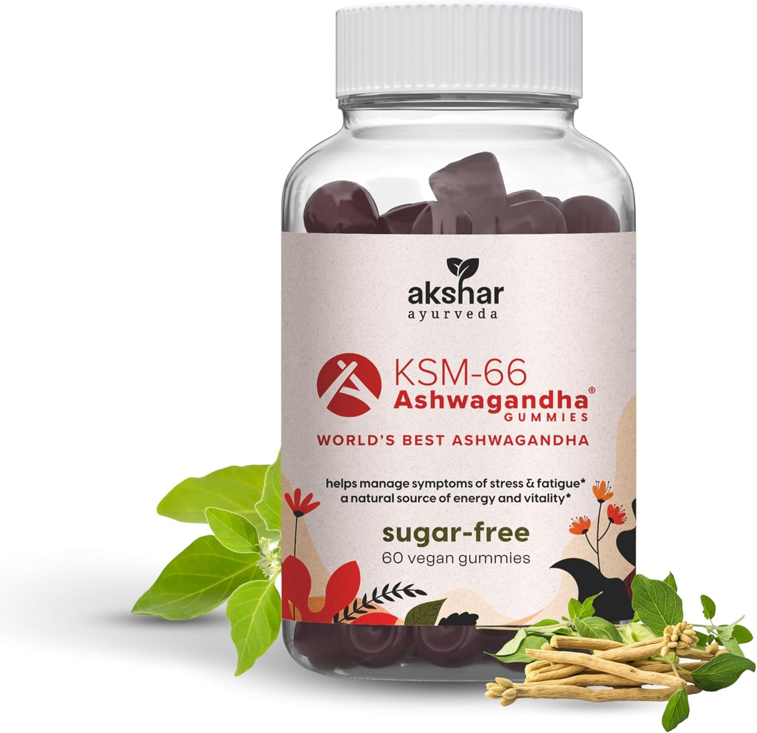 AKSHAR Ashwagandha KSM-66 Gummies pack for daily wellness.