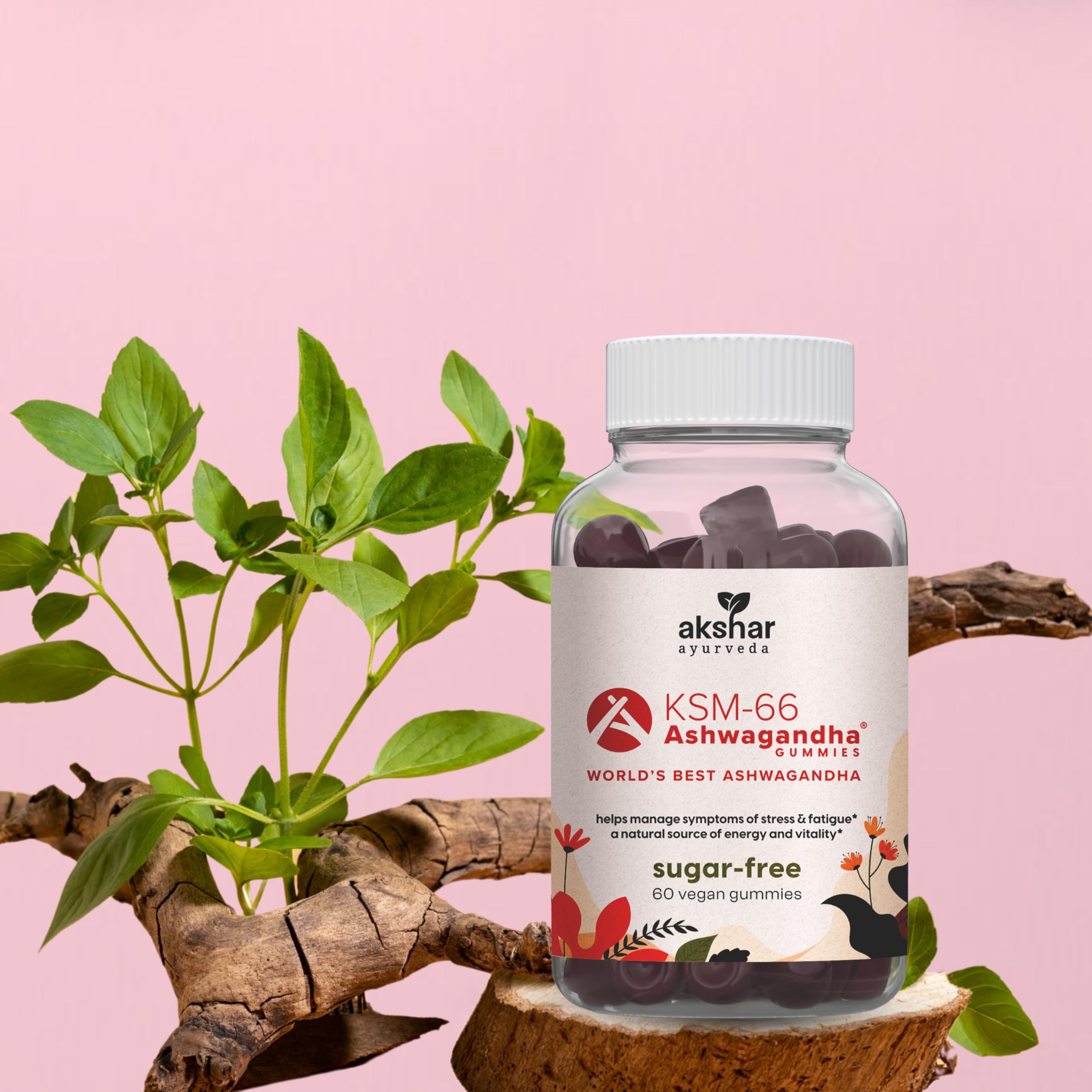 Gleaming AKSHAR gummies display promoting a simple self-care habit.