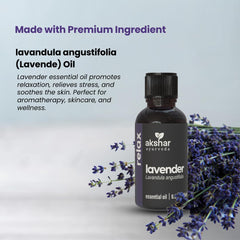 AKSHAR Lavender Oil drops ready for dilution in skincare or diffusers.