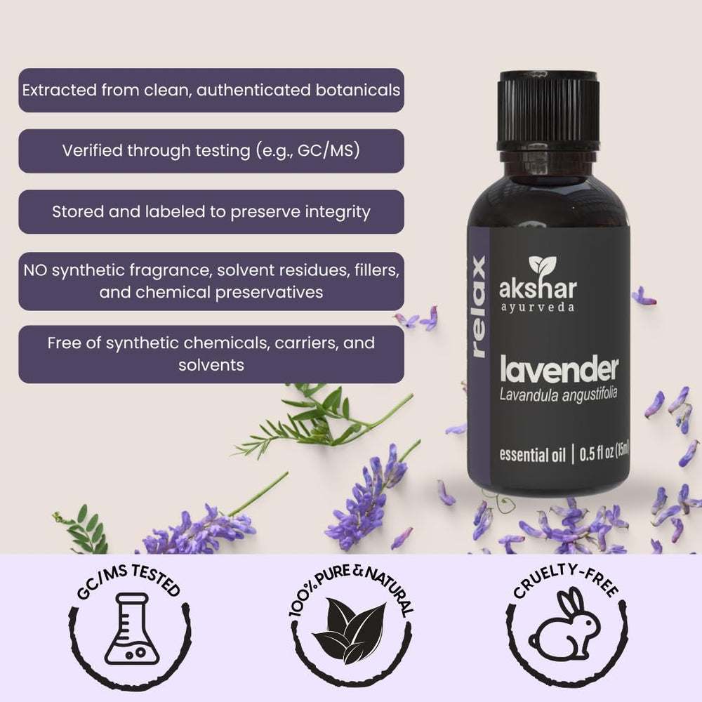 AKSHAR Lavender Oil skincare routine application for gentle rejuvenation.