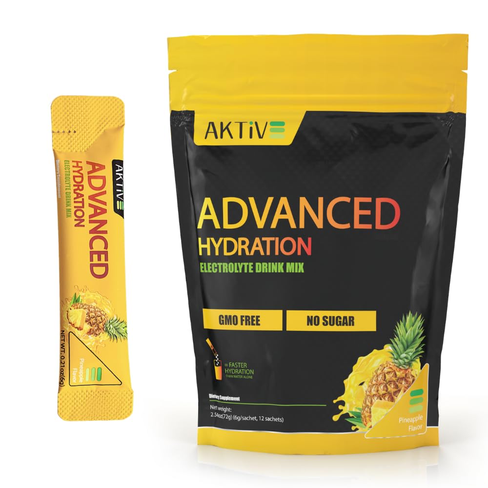 Aktive Supplements sugar-free pineapple electrolyte stick pack for on-the-go hydration during workouts.