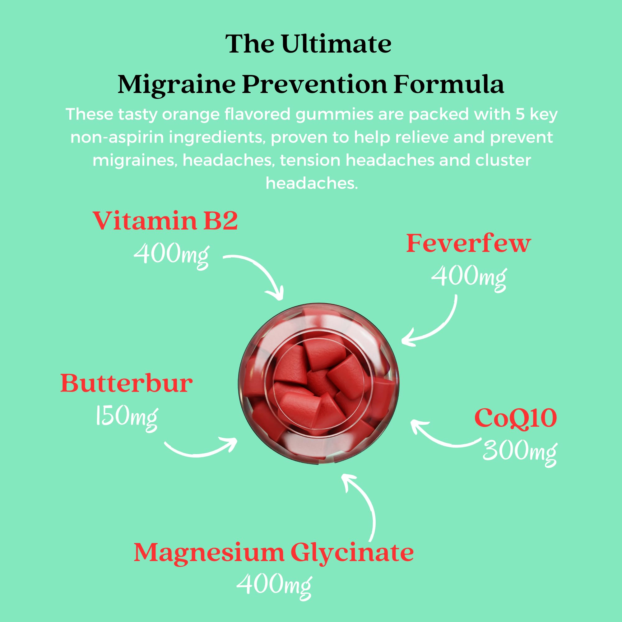 Ingredients lineup including Magnesium Glycinate and Vitamin B2