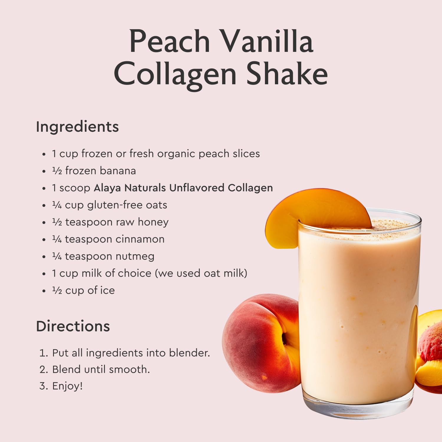 Alaya Naturals collagen in smoothie creates a smooth texture and easy nutrition.