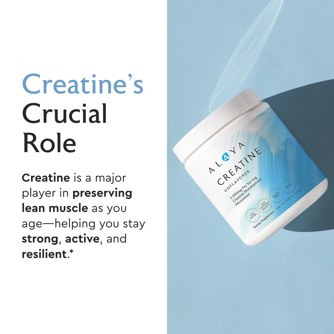 Alaya Naturals creatine powder in water shows fast dissolution.