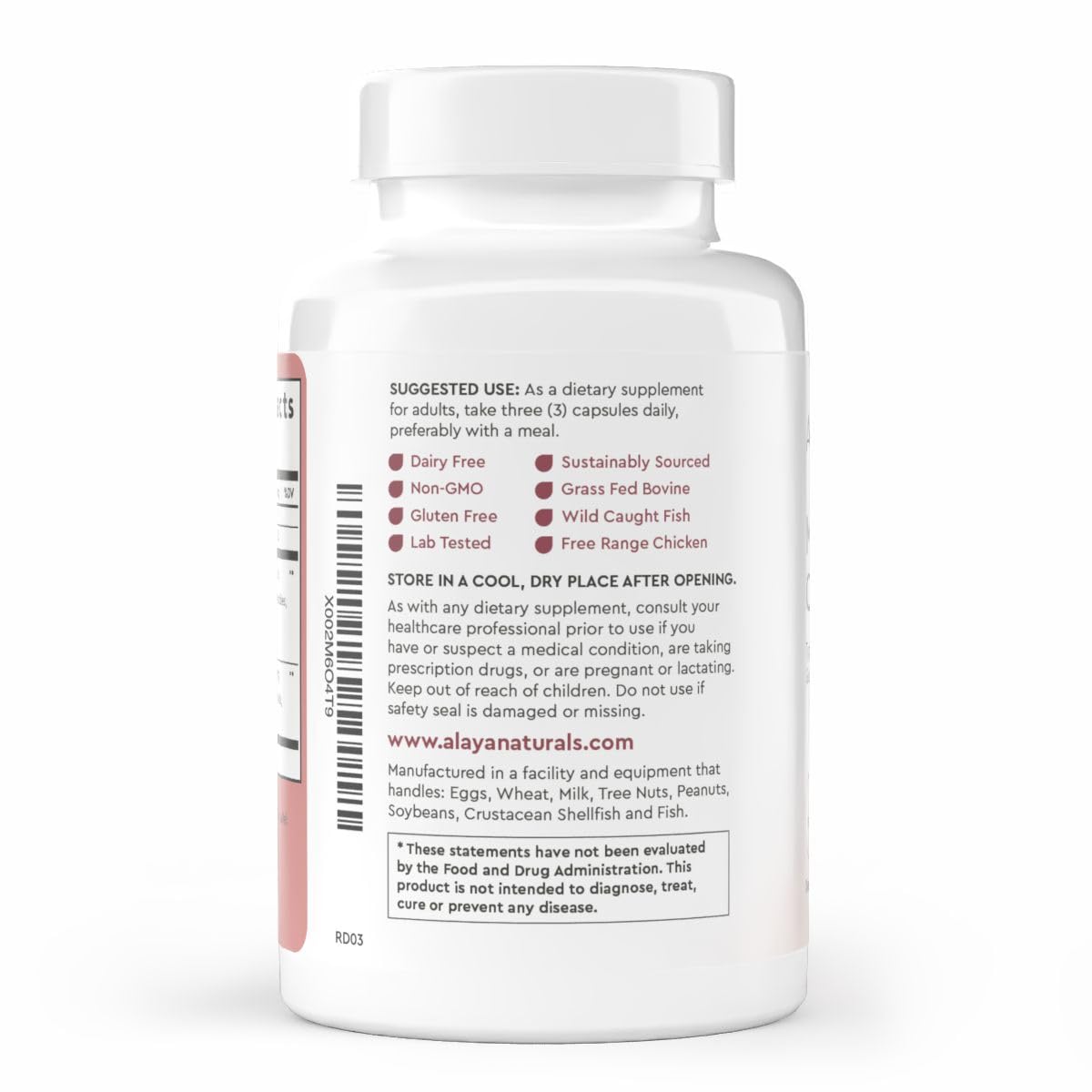 Alaya Naturals grass-fed bovine collagen source image emphasizes quality.