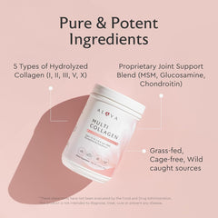 Alaya Naturals powder scoop pouring into liquid for easy mixing