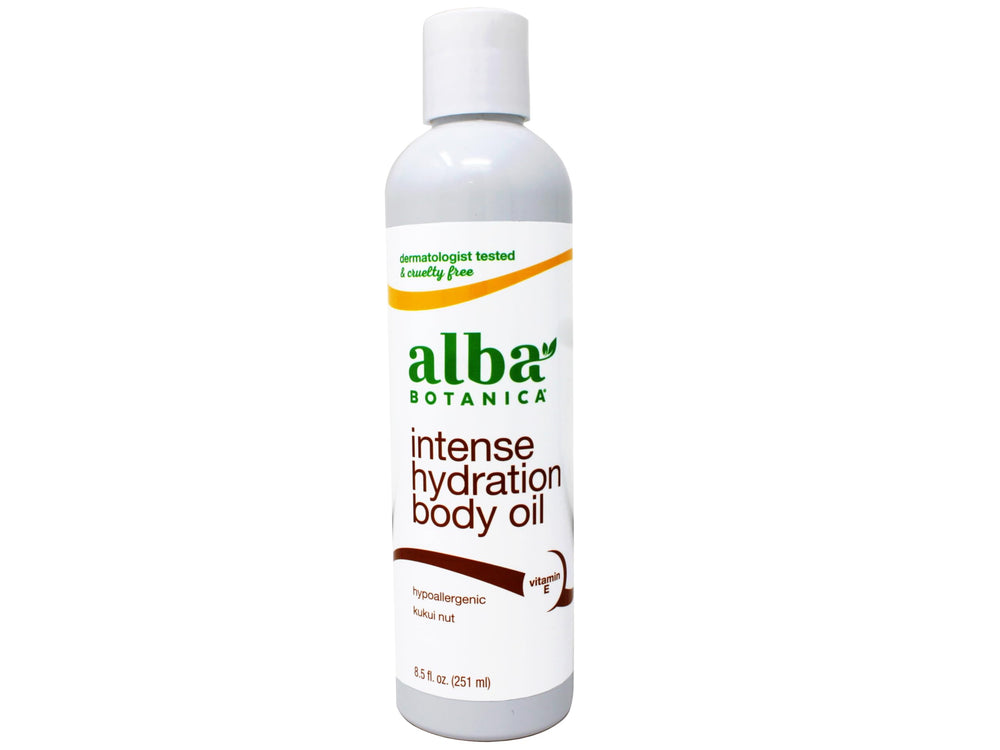 Alba Botanica Kukui Nut Body Oil 2-pack pump-dispense for easy application.