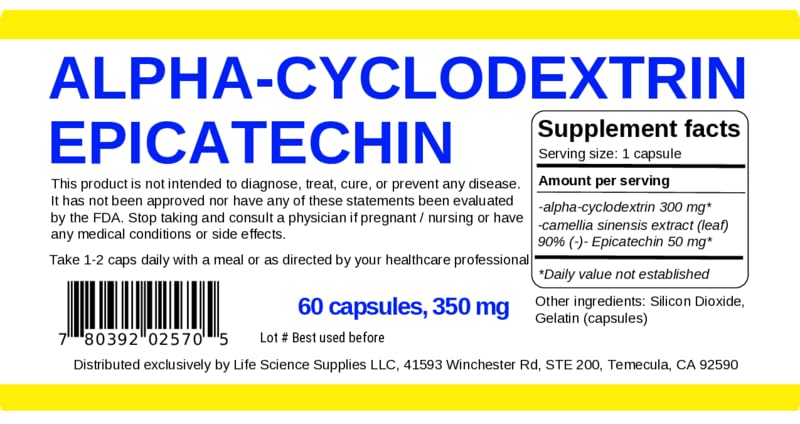 Albochemicals Alpha-Cyclodextrin Epicatechin capsules close-up, easy daily supplement