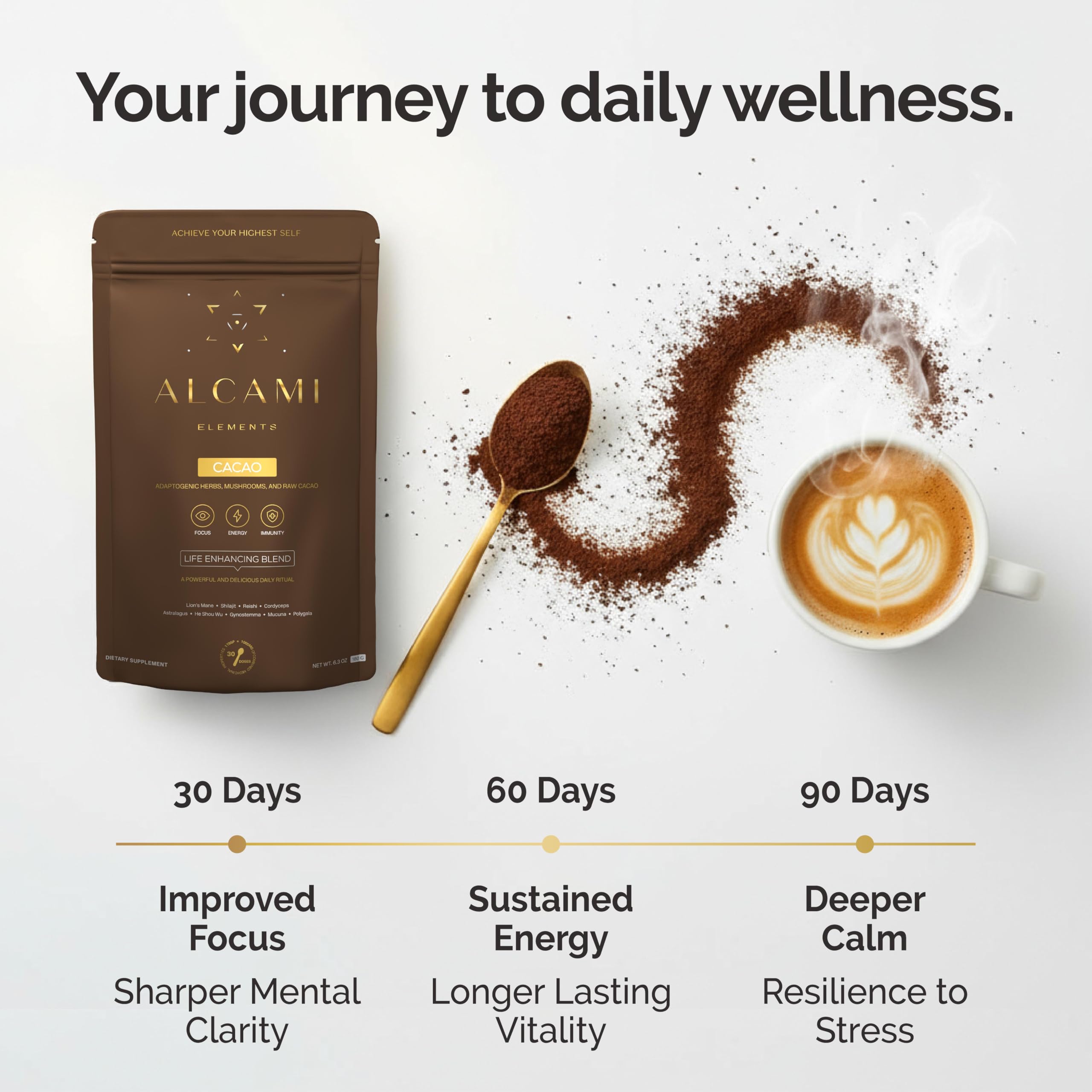 Preparing Alcami Elements mushroom coffee in a warm mug.