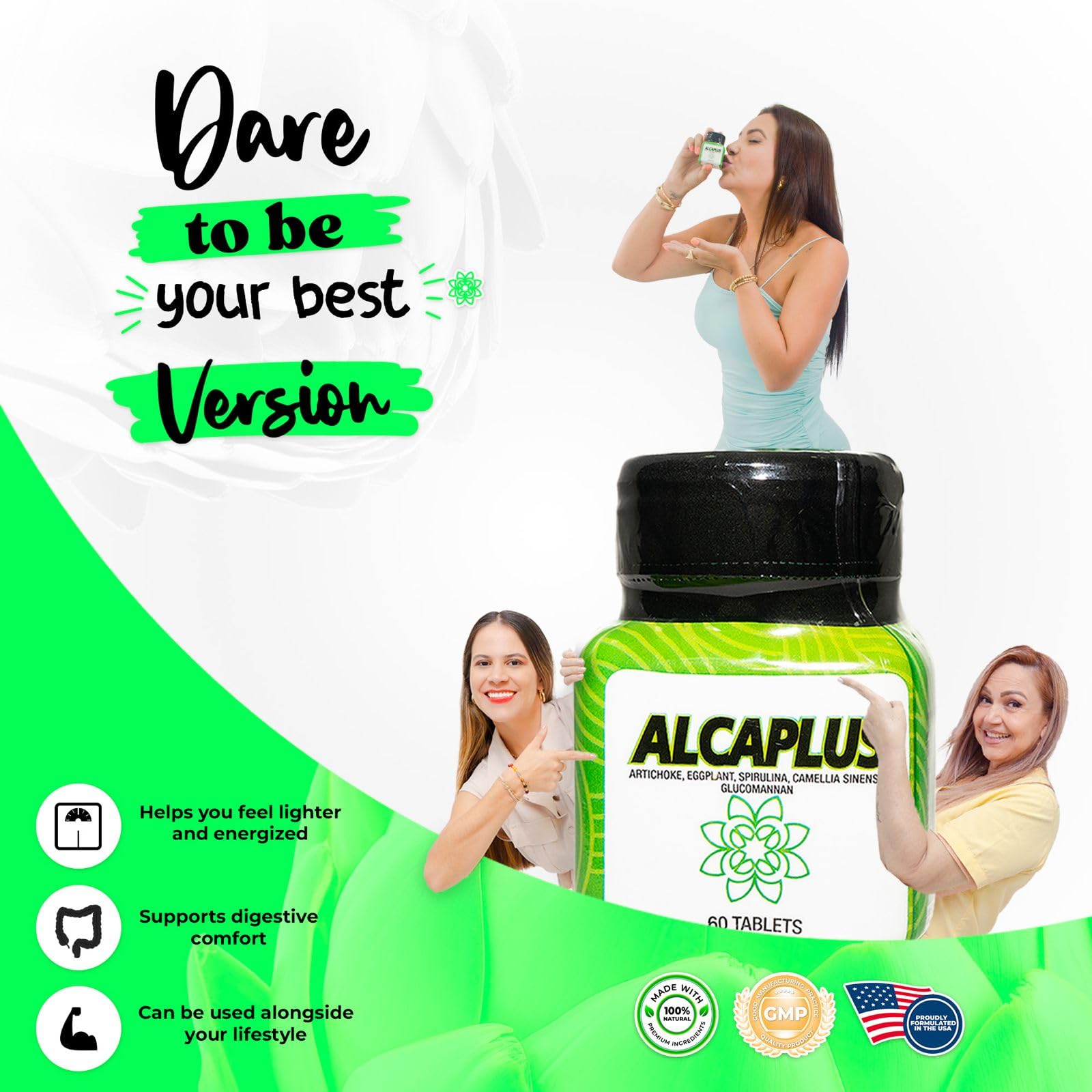 ALCAPLUS Spirulina Energy capsules boost daily vitality and antioxidant support.