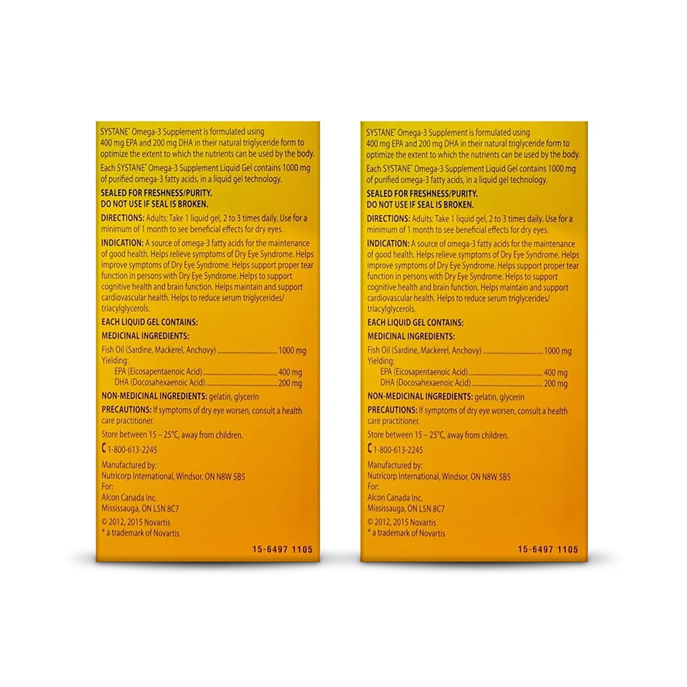 Boxed Alcon Systane Omega-3 softgels ready for daily eye health routine