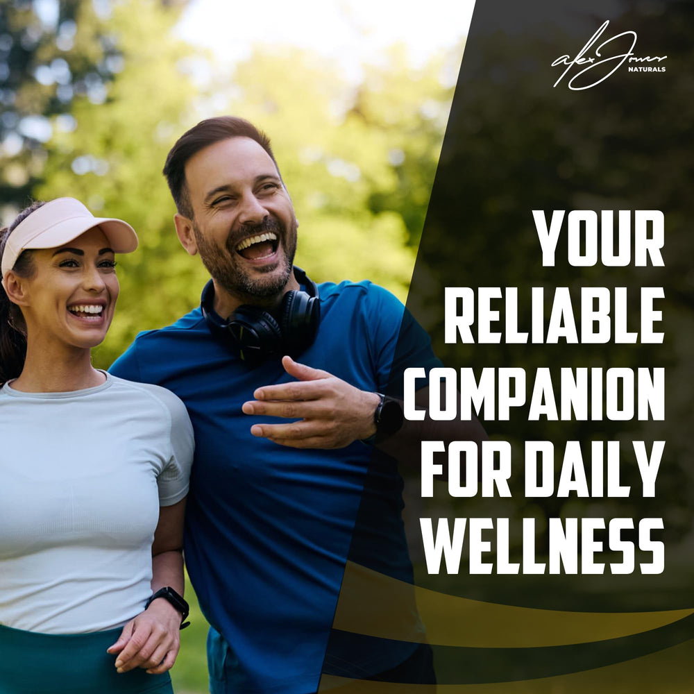 Bottle side view suggests plant-based wellness for daily routines.