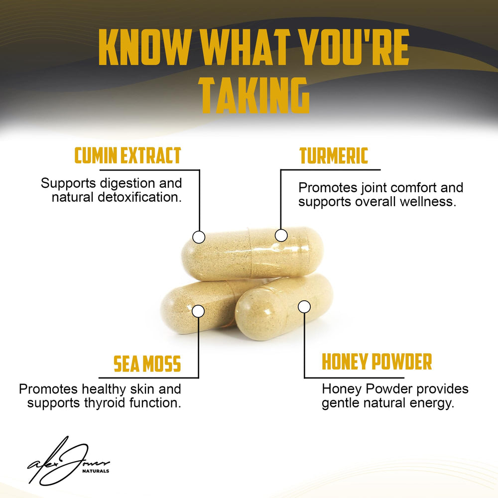 Turmeric-rich capsules showcase golden color in Atomic Defense.