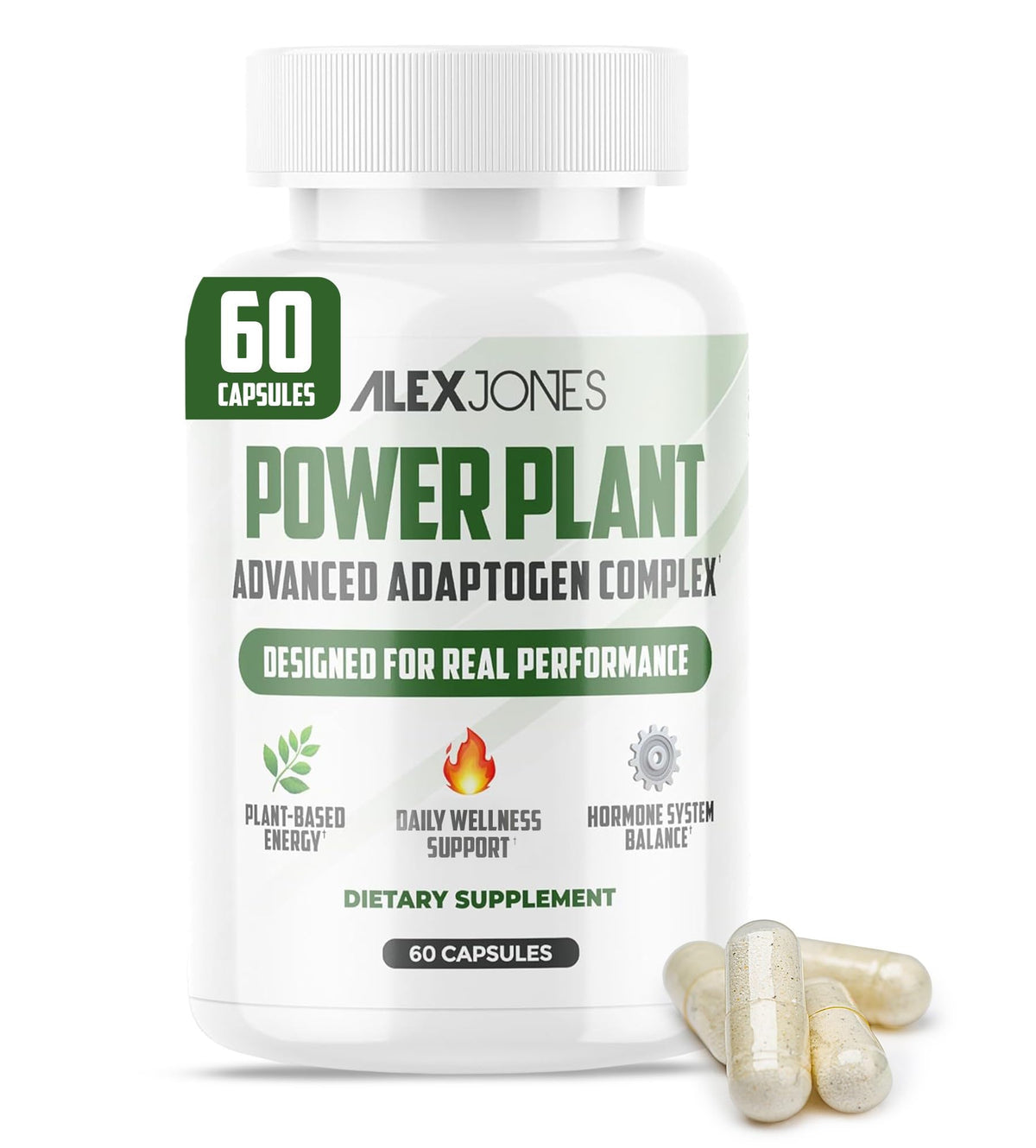 Alex Jones Naturals bottle with cordyceps and rhodiola supports daily focus