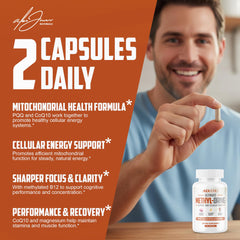 Closeup of Alex Jones Naturals Methyl Drive capsules highlighting methylated B complex.