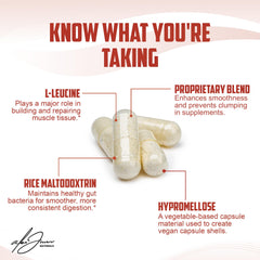 Alex Jones Naturals probiotic bottle back view showing ingredients and vegan details.