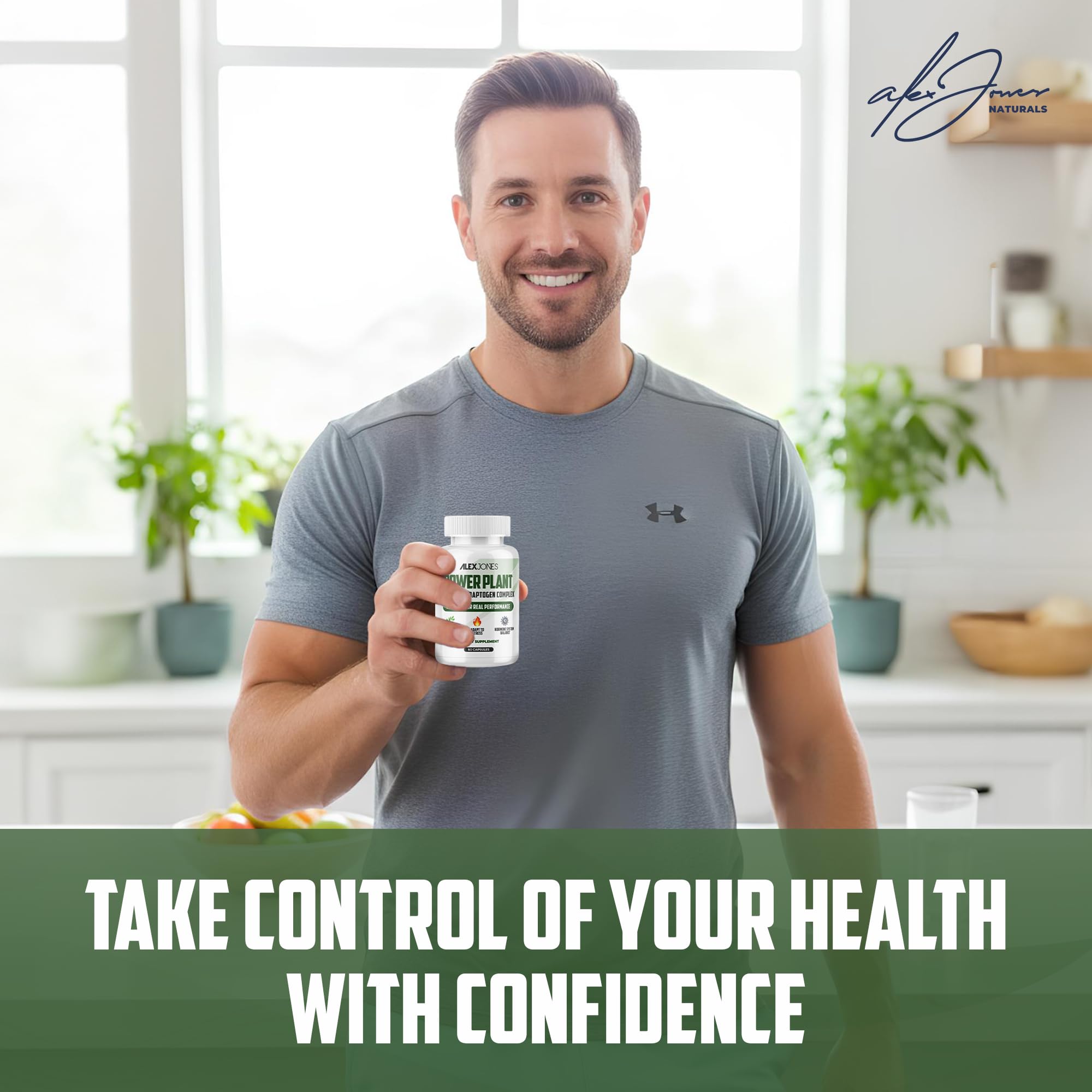 Alex Jones Naturals vegan mushroom capsules designed for active lifestyles