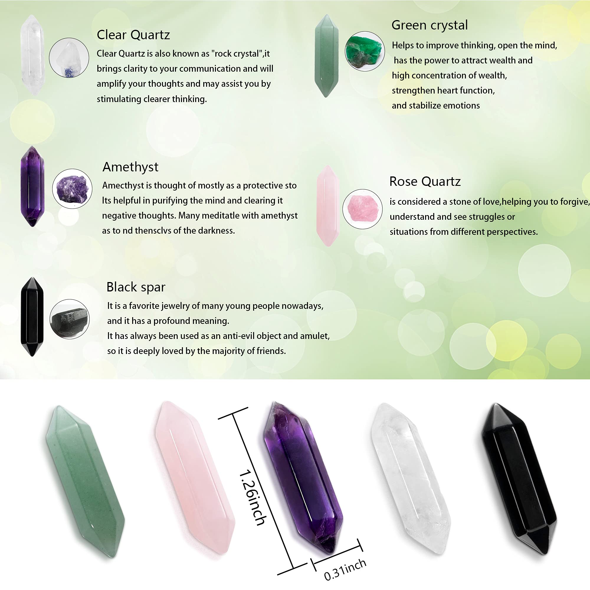 ALEXCRAFT green aventurine points for uplifting energy and decor.