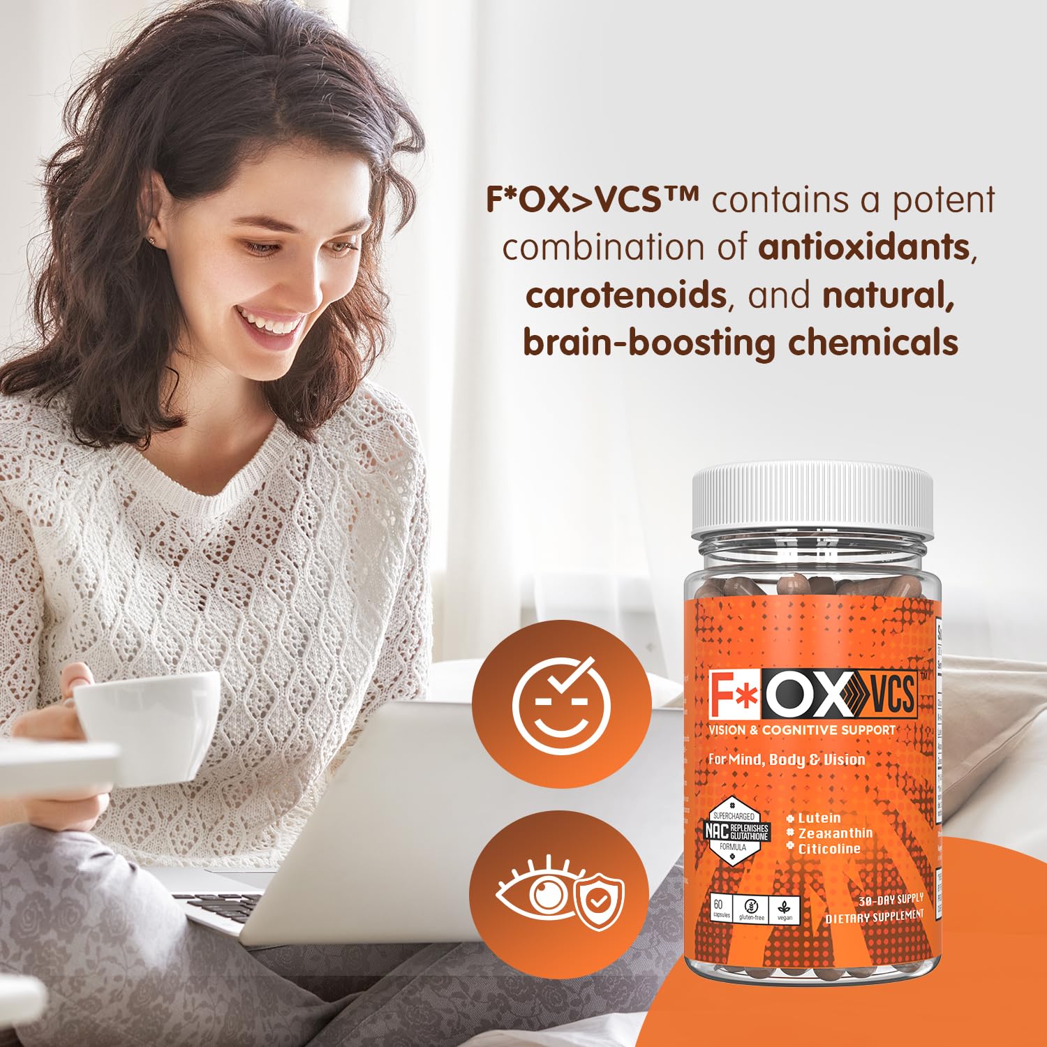 Alexsyn F*OX VCS vegan and gluten-free capsules for everyday use.