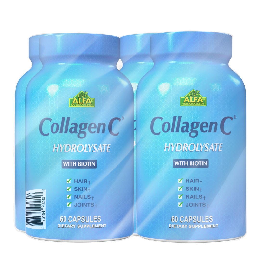 ALFA VITAMINS CollagenC bottle with label showcasing premium collagen supplement for skin support