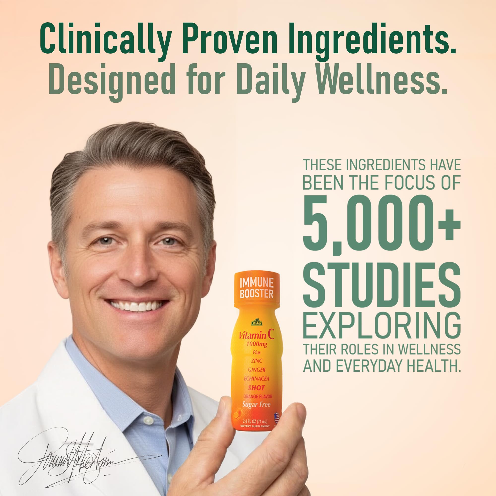 ALFA VITAMINS Daily wellness setup with bottle on a countertop