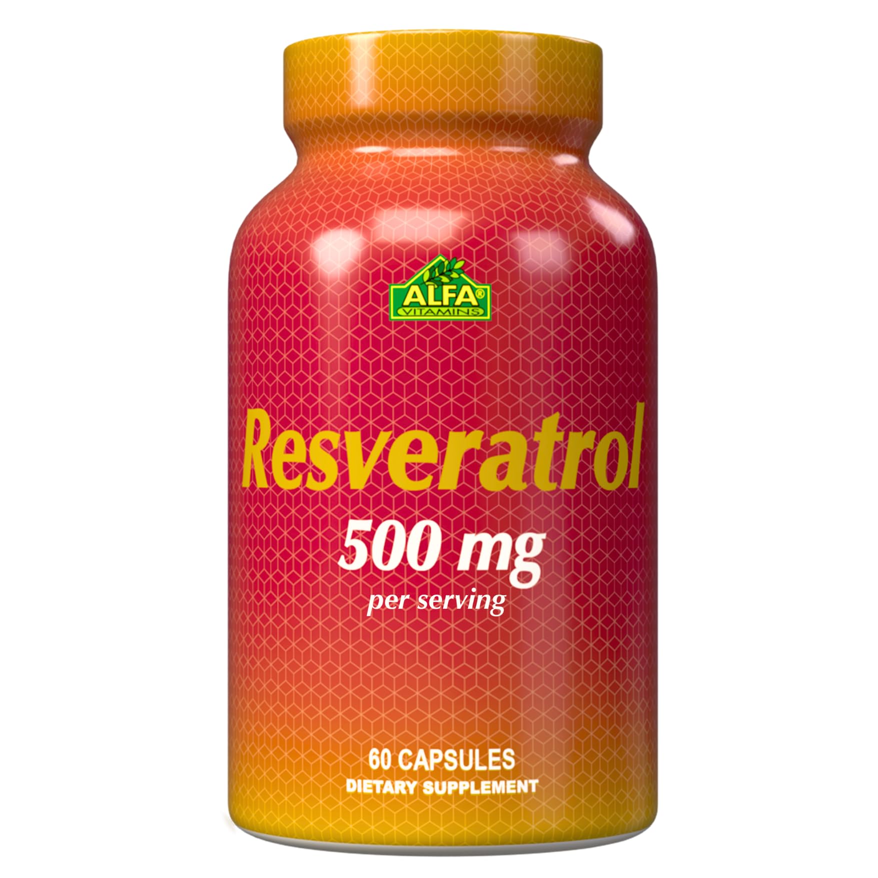 ALFA VITAMINS Resveratrol 1000mg bottle with capsules for antioxidant support