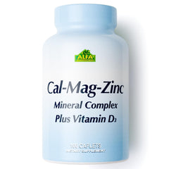 ALFA VITAMINS calcium magnesium zinc d3 bottle front shows daily bone health support