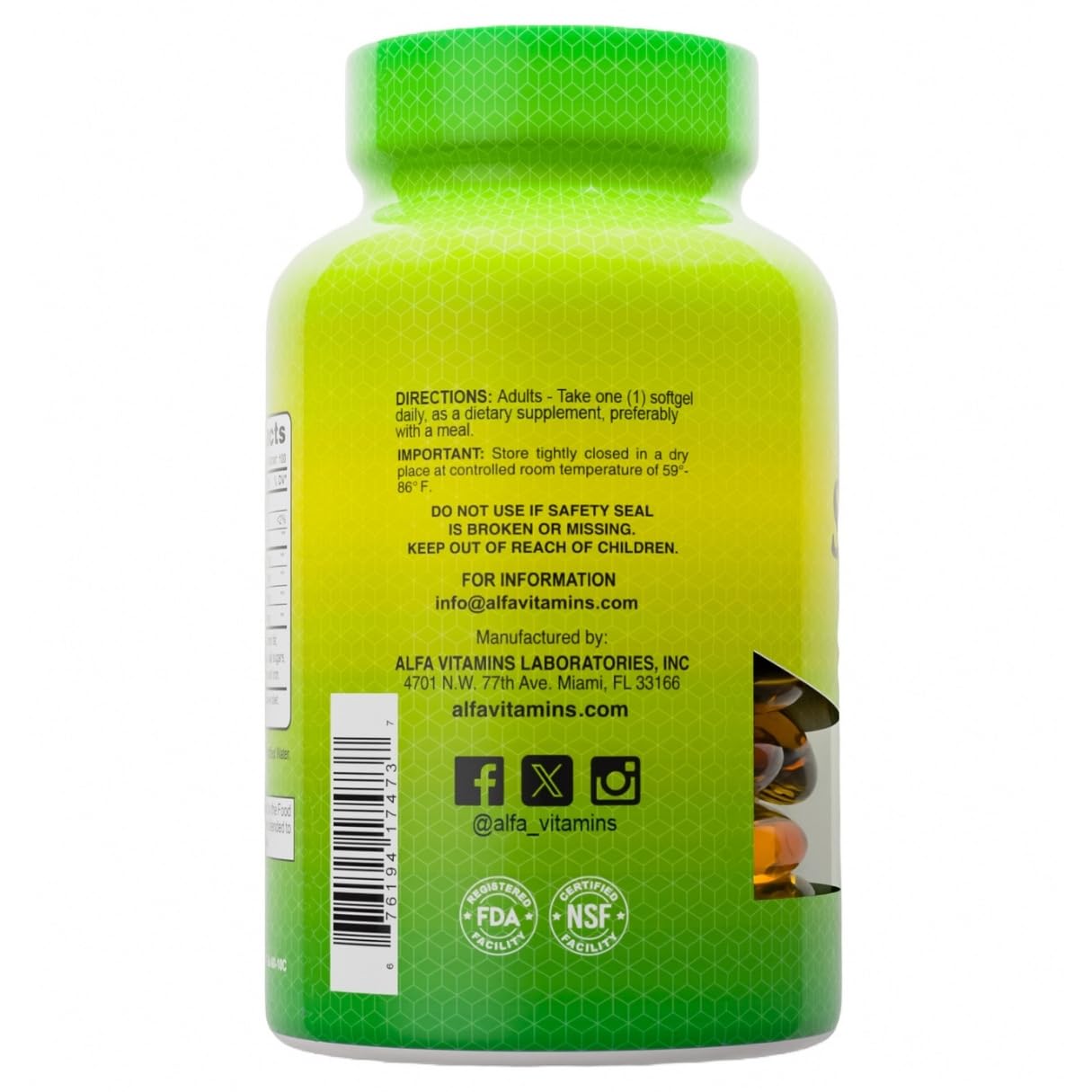 ALFA VITAMINS fish oil softgels highlighting essential fatty acids for heart and nerve support