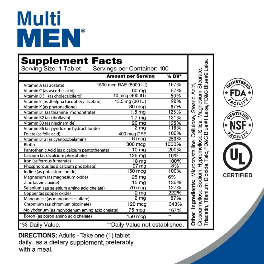 ALFA VITAMINS Multi Men packaging shot showing compact, easy-to-store bottle