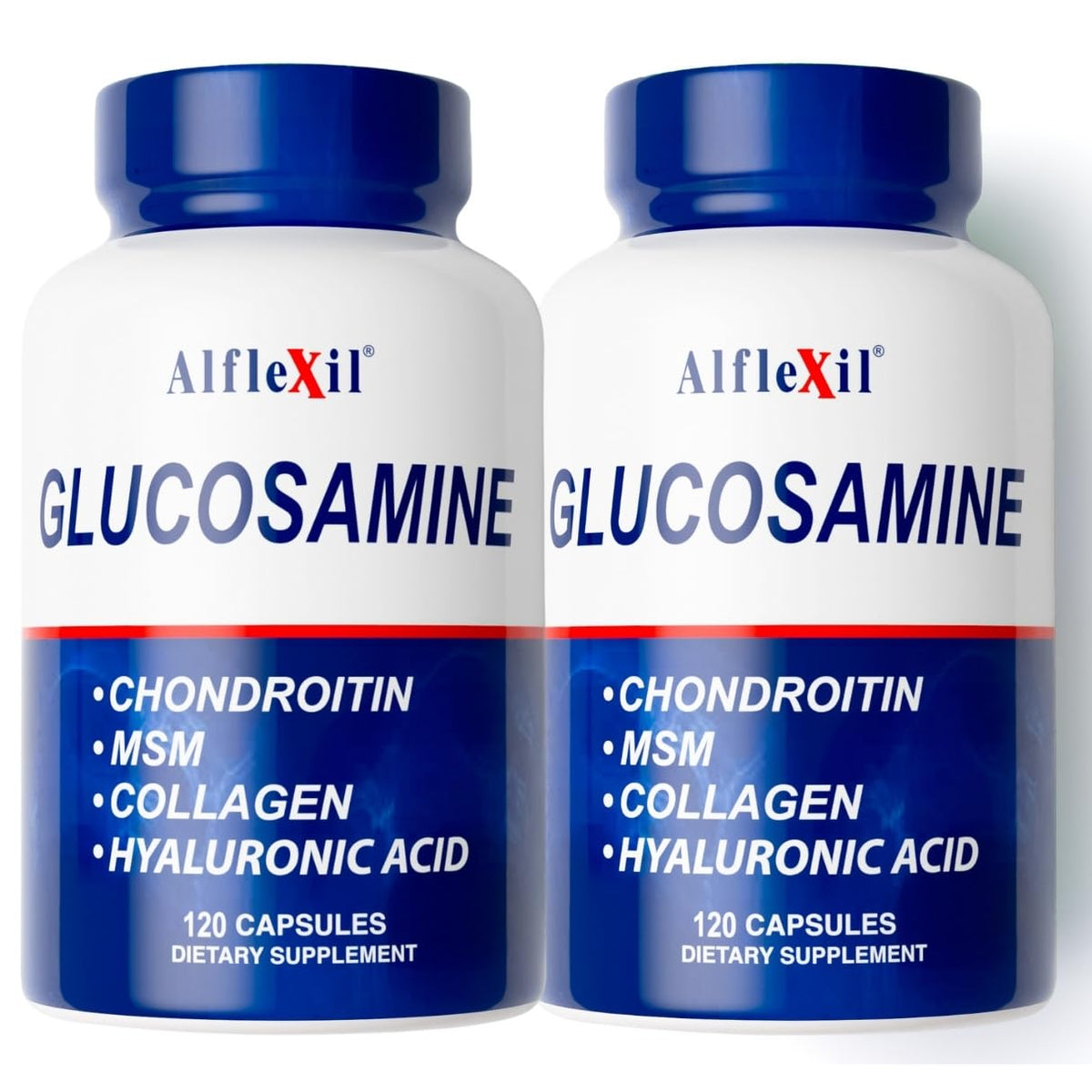 ALFLEXIL premium bottle with capsules promoting joint comfort.