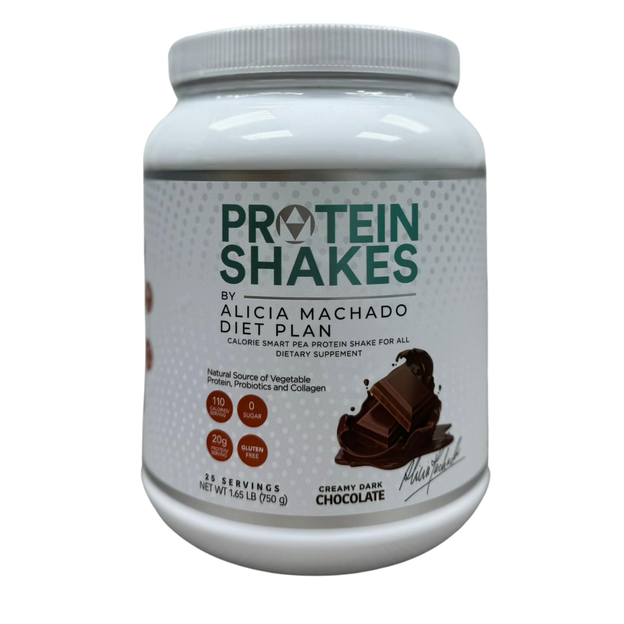 Alicia Machado Diet Plan chocolate shake bottle, dairy-free meal replacement for on-the-go nutrition.
