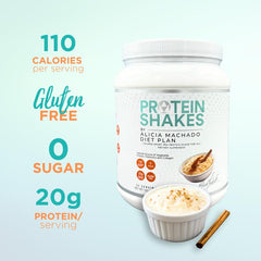 Alicia Machado Diet Plan rice pudding shake vegan dairy-free icons signaling gut-friendly nutrition