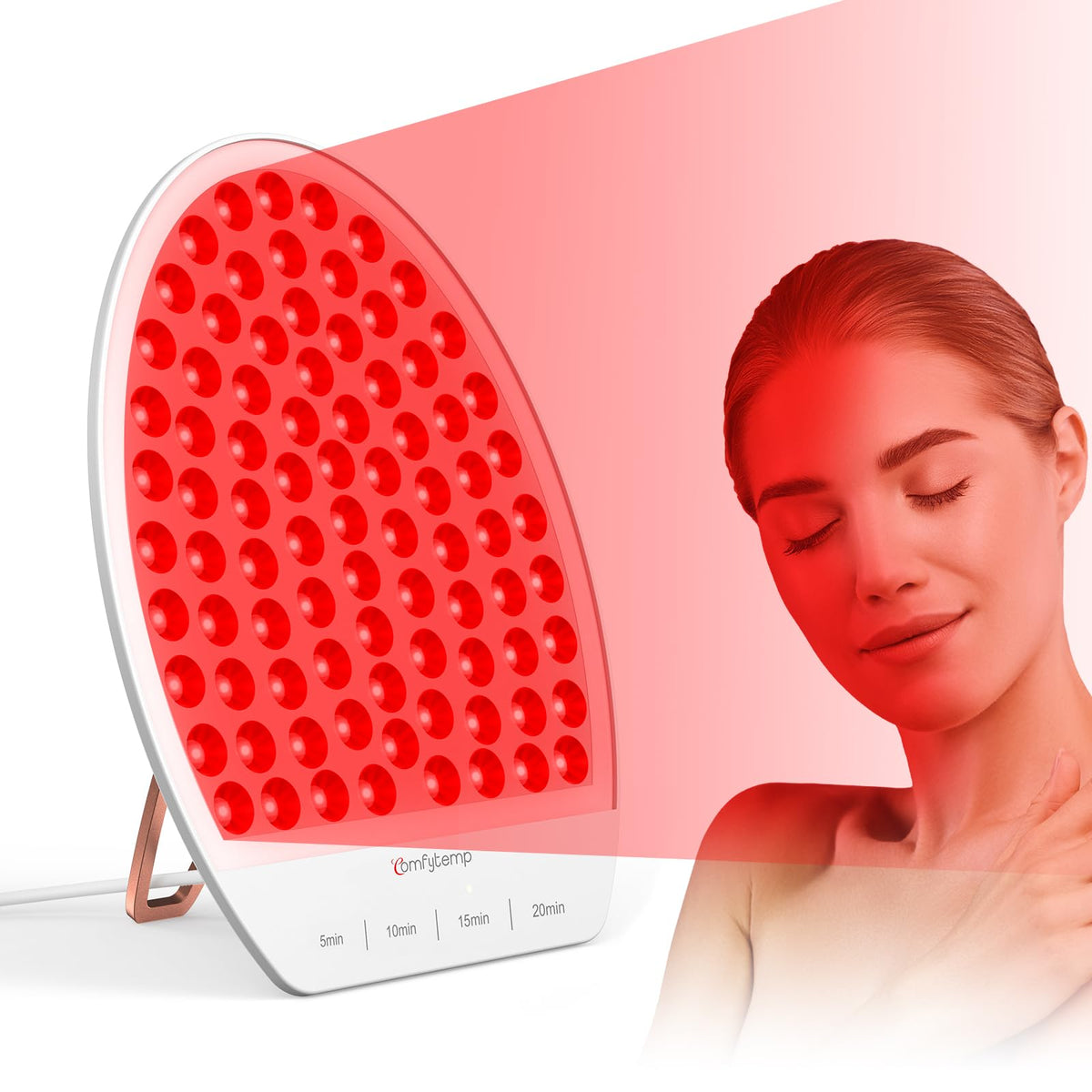 AlierGo Red Light Panel front view showing 84 LEDs for facial therapy at home.