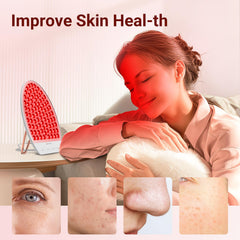 AlierGo Red Light Panel tilted to target face and neck comfortably.
