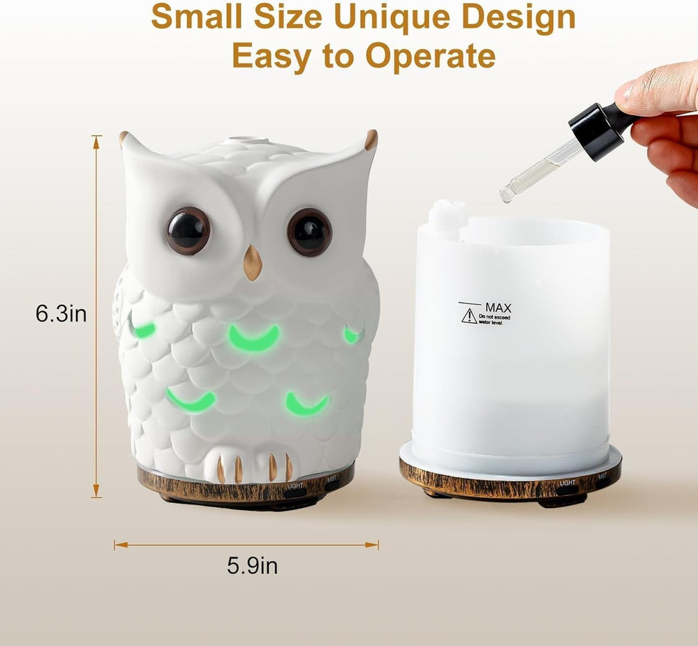 ALIEYE Ceramic Owl Diffuser side view fits desks and nightstands.