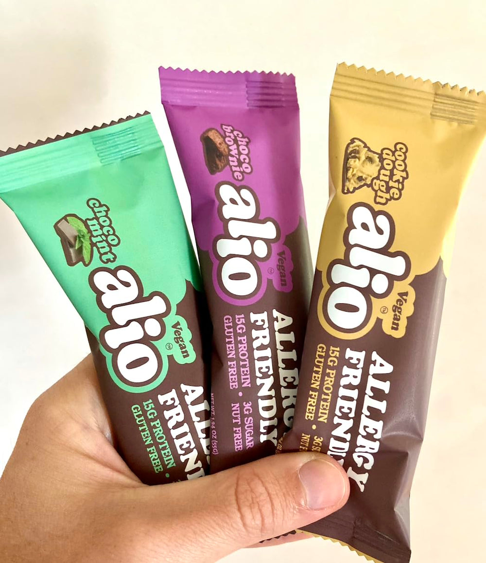Alio bars in gym bag setup ready for post-workout fueling