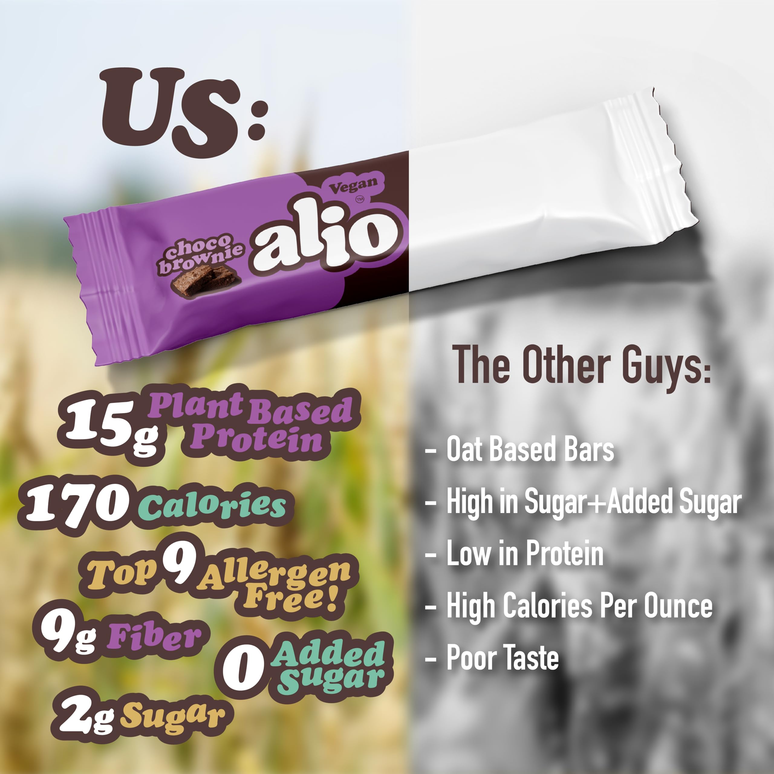 Alio ingredient list highlighting vegan, non-GMO, and allergen-free claims
