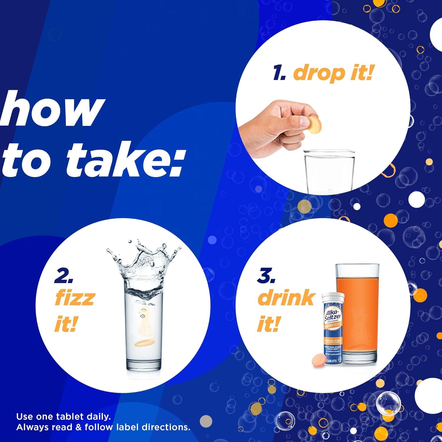 Alka-Seltzer Energy Boost sugar-free tablet for daily energy routine